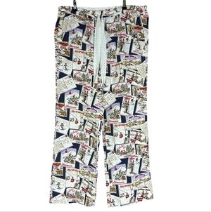 VTG J Crew Ski Resort Postcard Print Pj Pants L